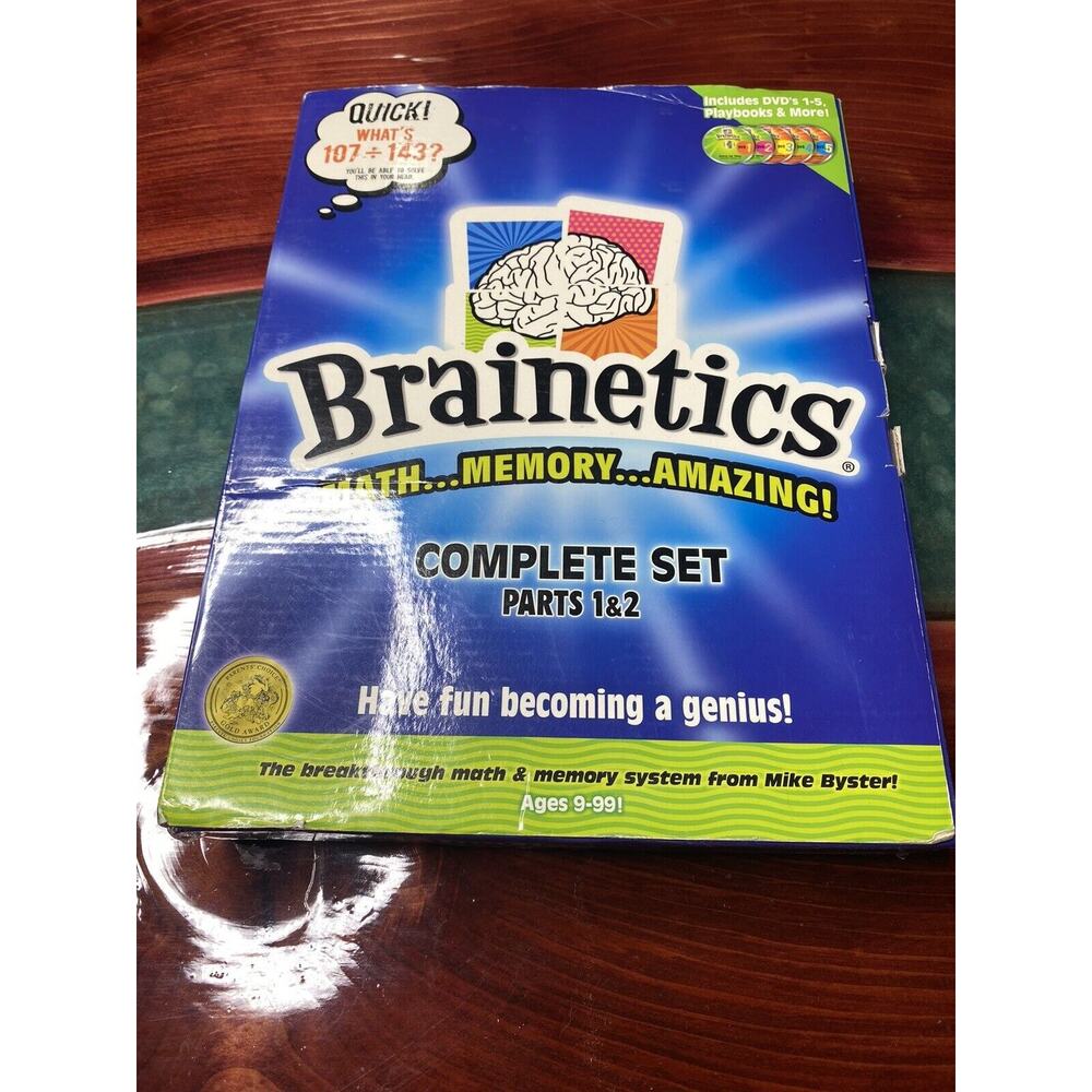 Brainetics Complete Set Part 1 & 2 Homeschool Math & Memory System 5 DVDs NEW!